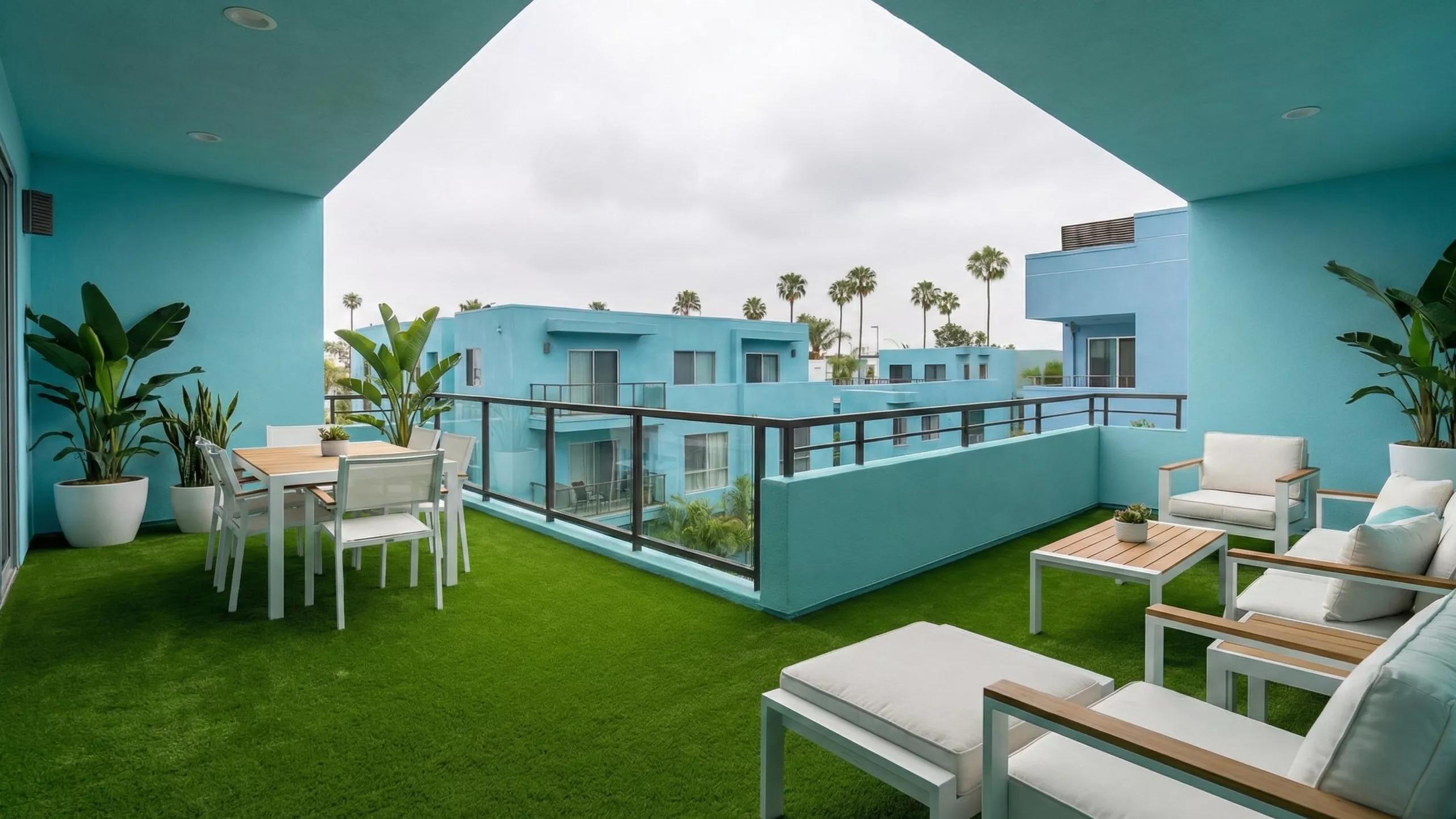 Comfortable balcony turf surface