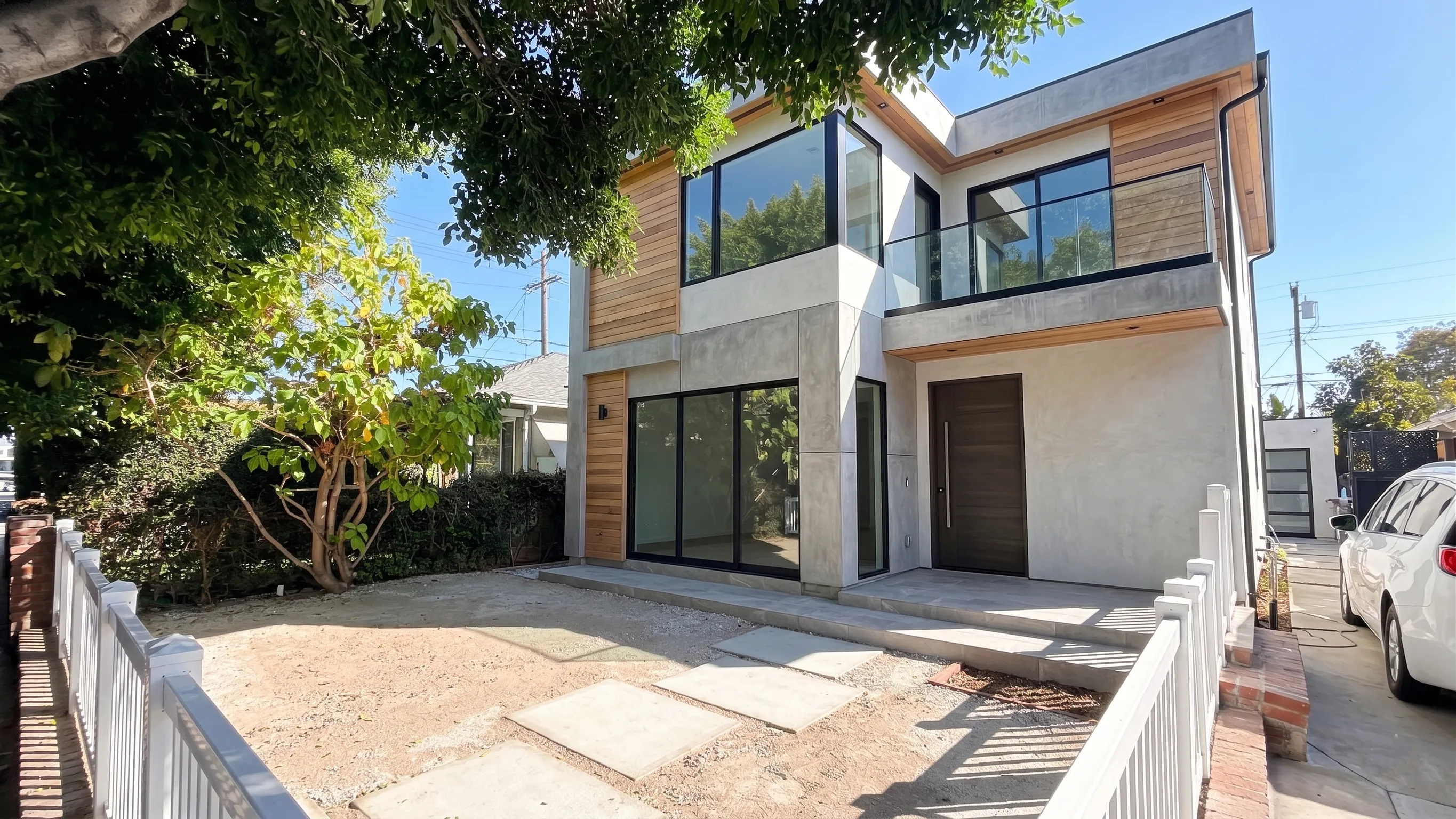 Before view of the front yard in Culver City before synthetic turf installation