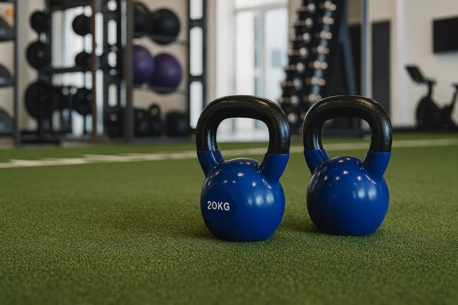Gym with artificial turf training lane