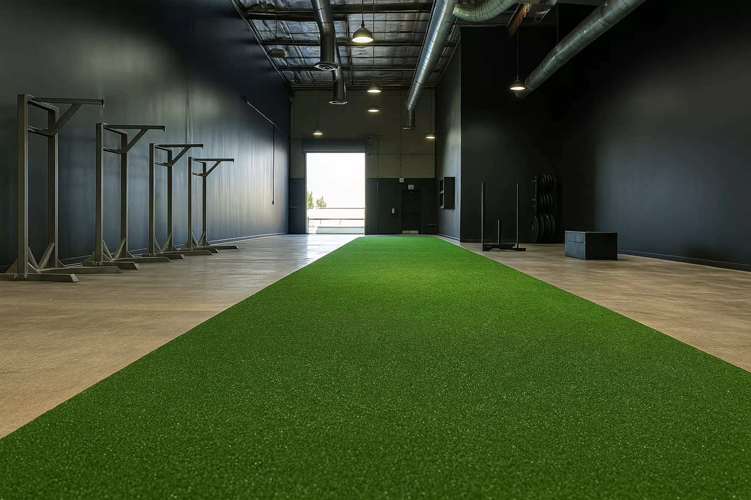 Custom lane markings on gym turf