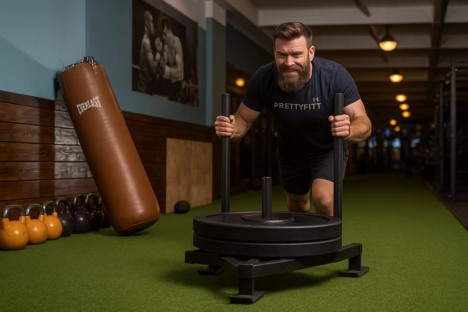 Training platform on gym turf