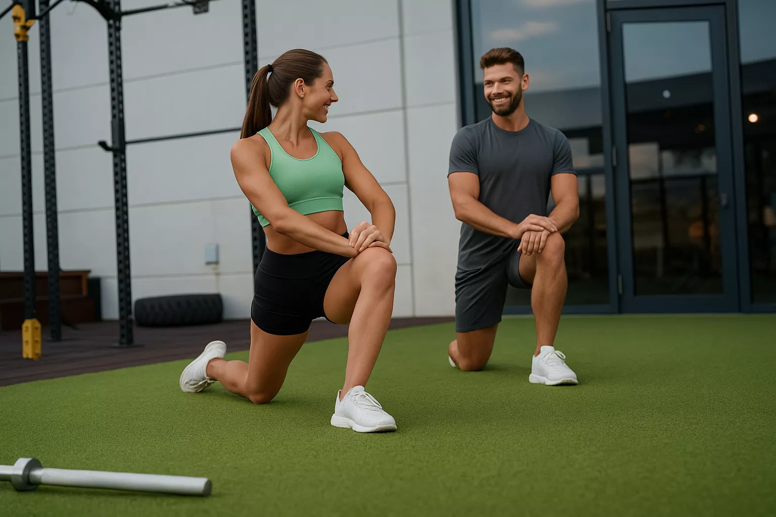 Indoor gym artificial turf sled lane installation in Arcadia