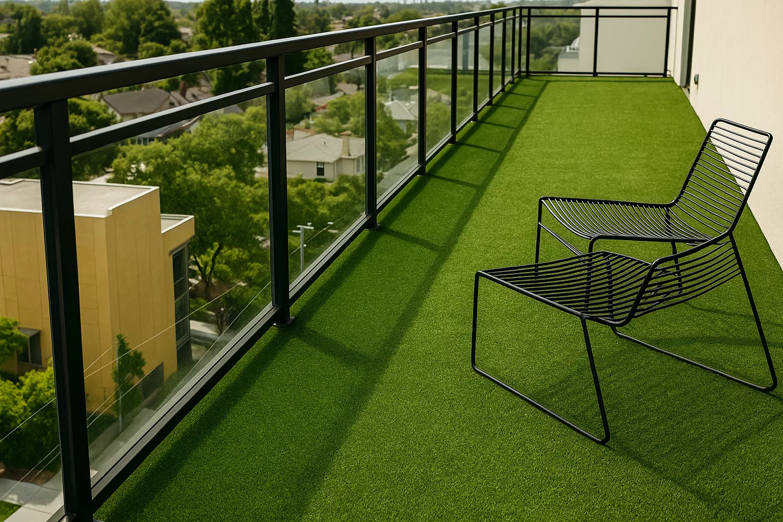 Balcony artificial turf installation in Los Angeles