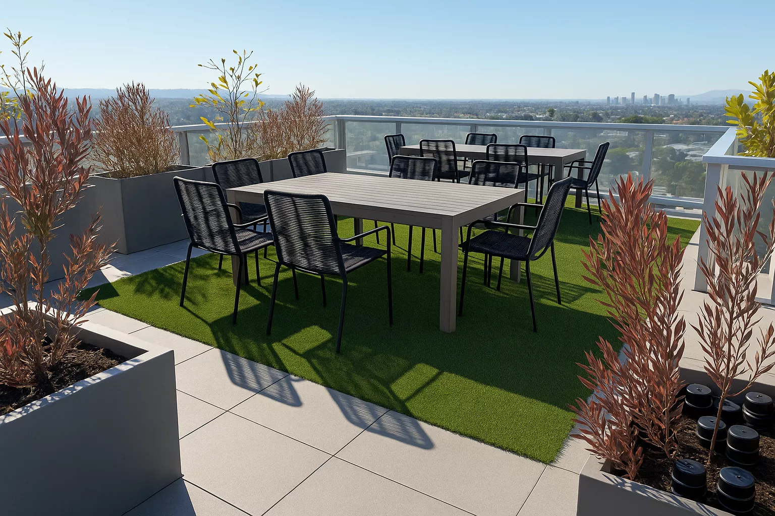 Rooftop artificial turf installation in Los Angeles