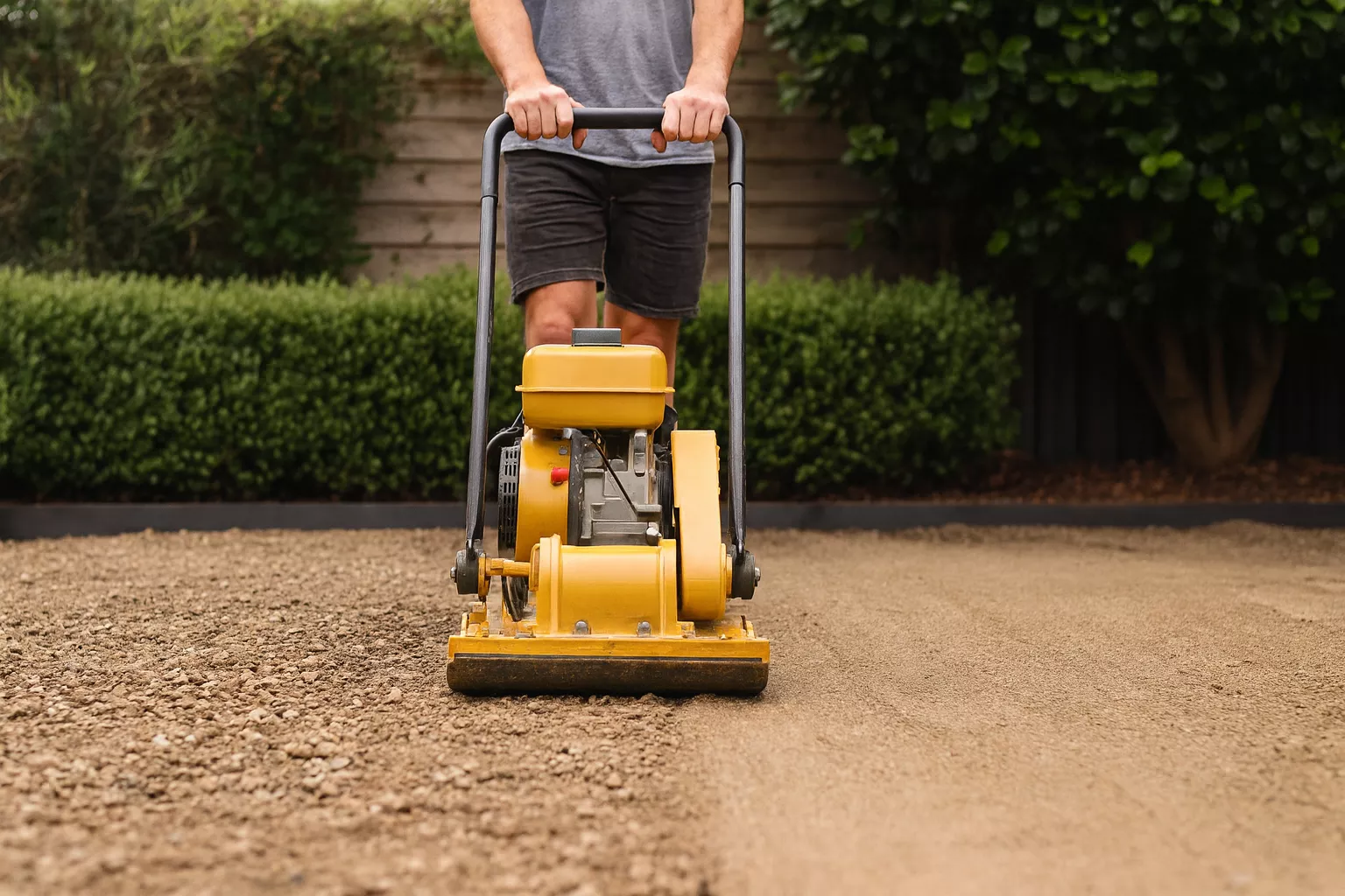 Compacting the base for artificial turf installation
