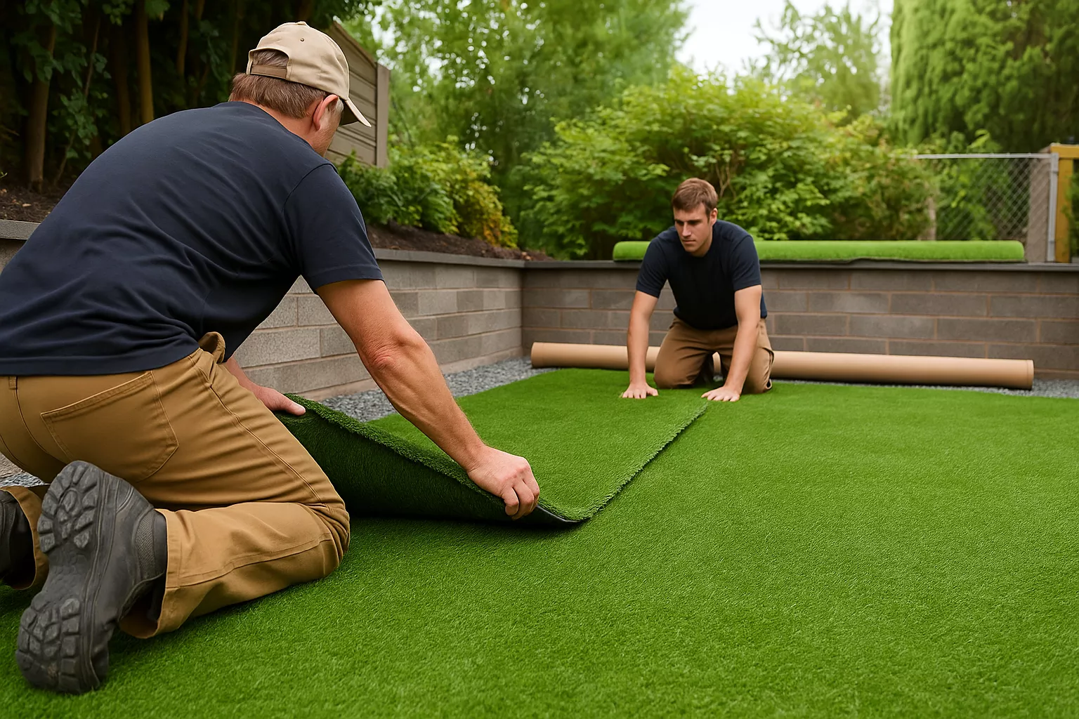 Unrolling and relaxing artificial turf