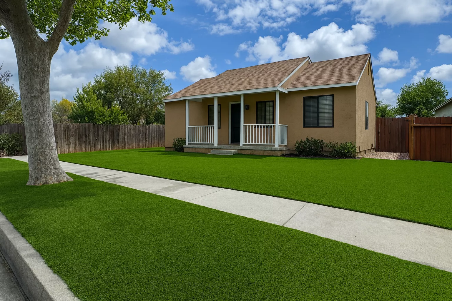 Front yard artificial lawn