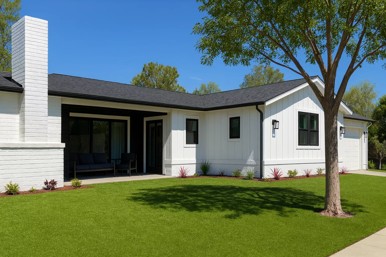 Artificial lawn turf installation in Los Angeles front yard