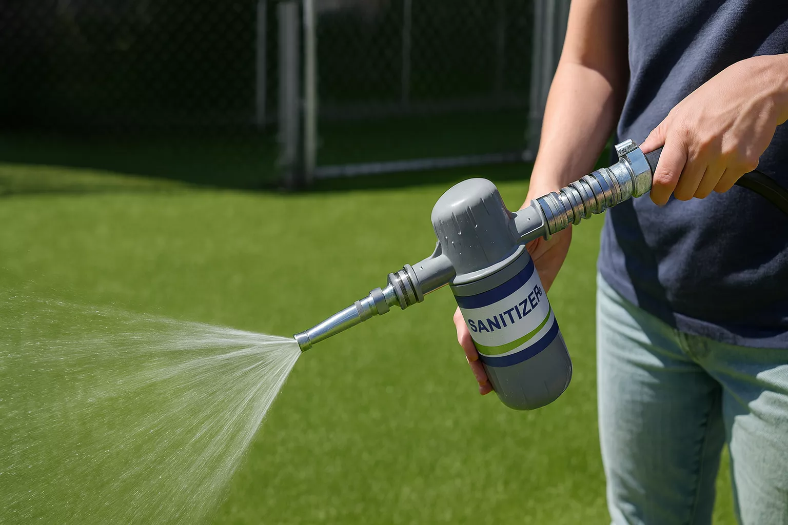 Sanitizing playground turf