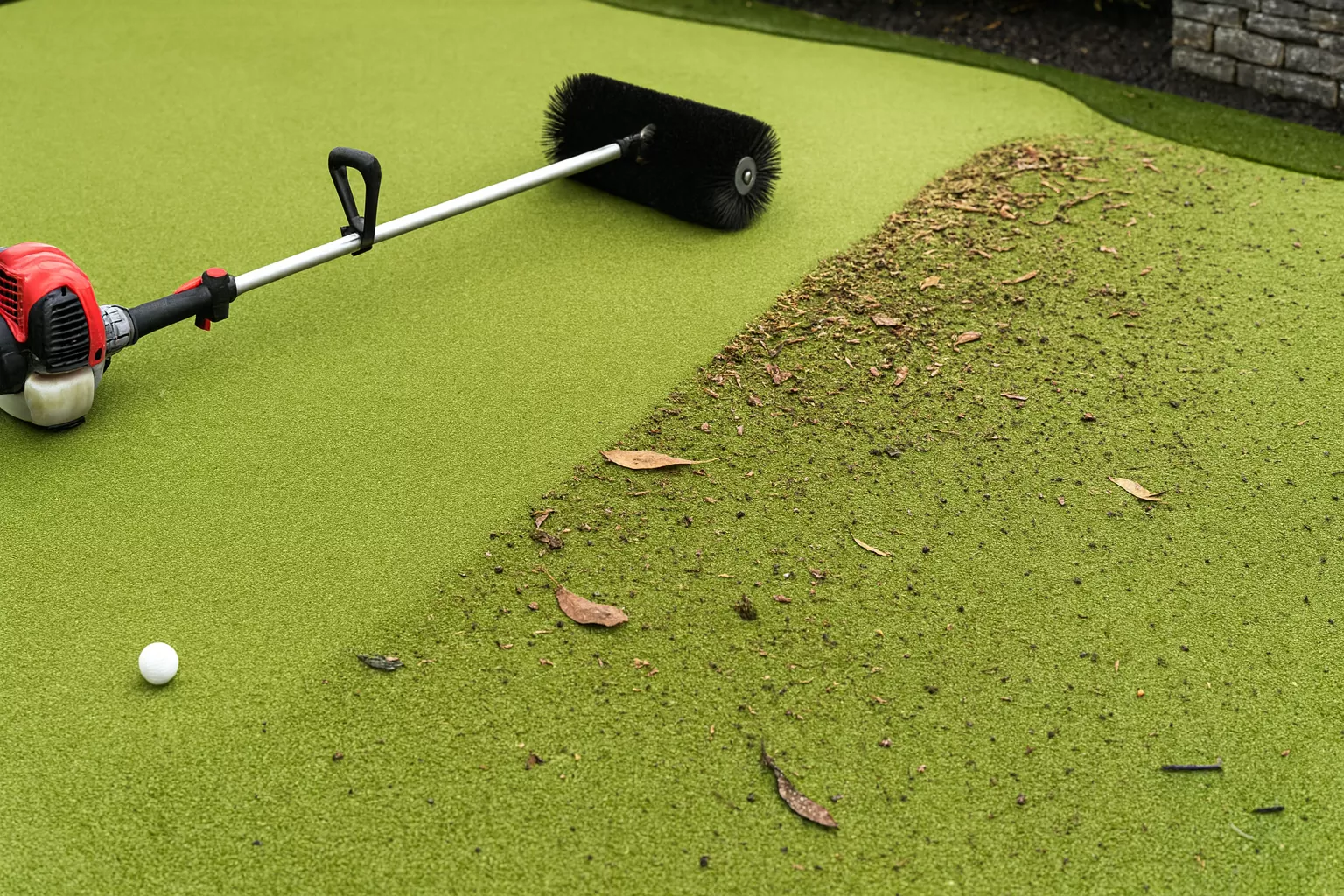 Brushing to tune putting green speed