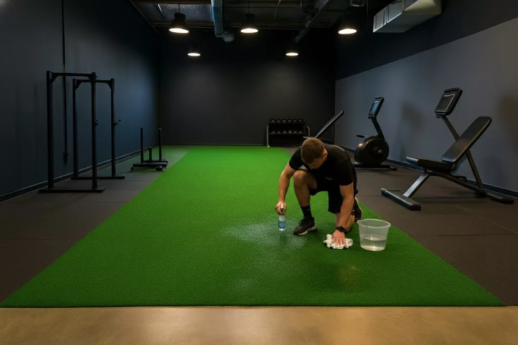 Rinsing gym turf