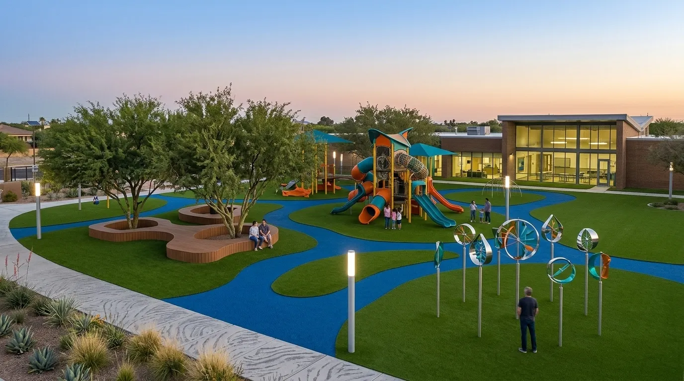 Playground turf with safety cushioning