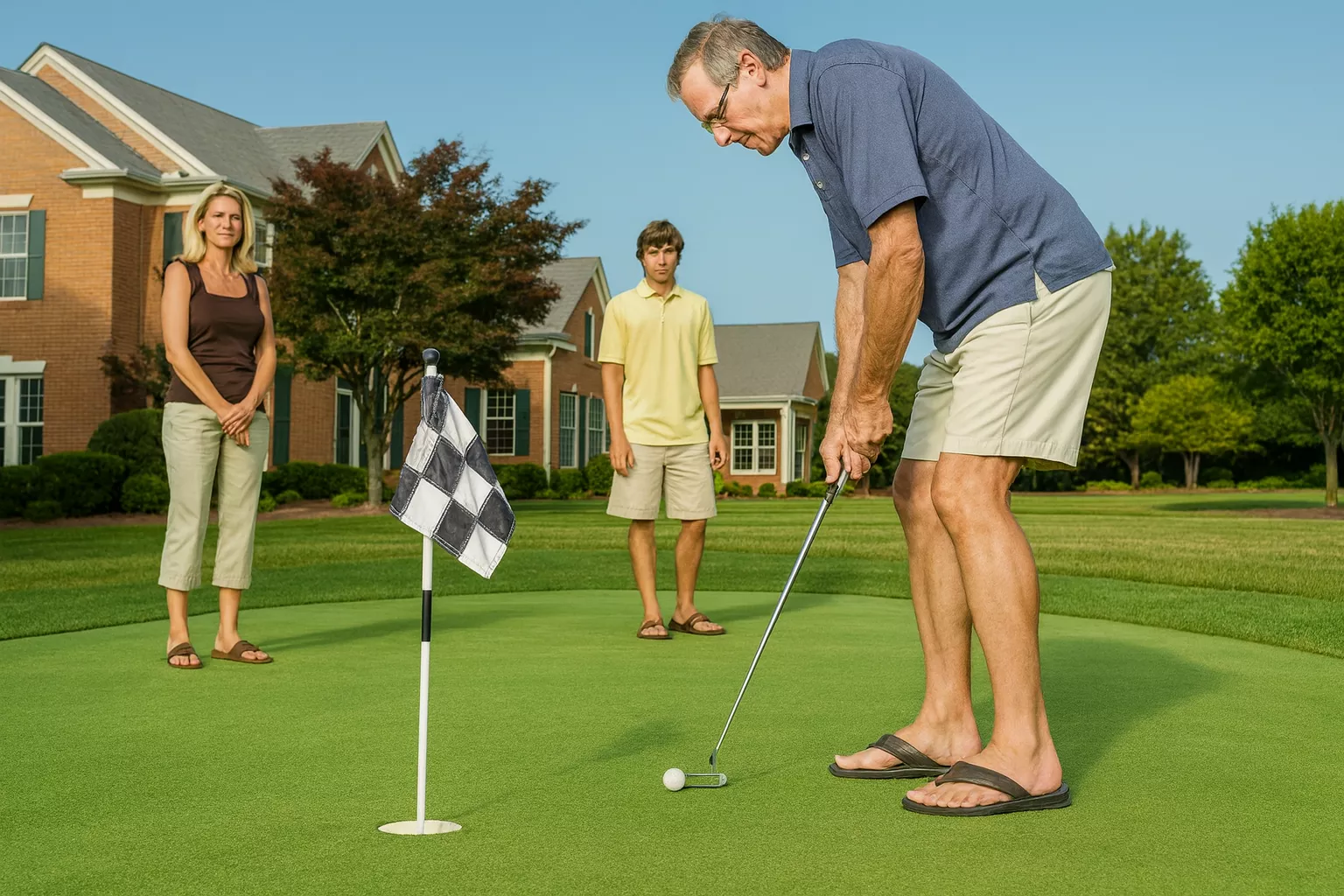 Entertaining with backyard putting green