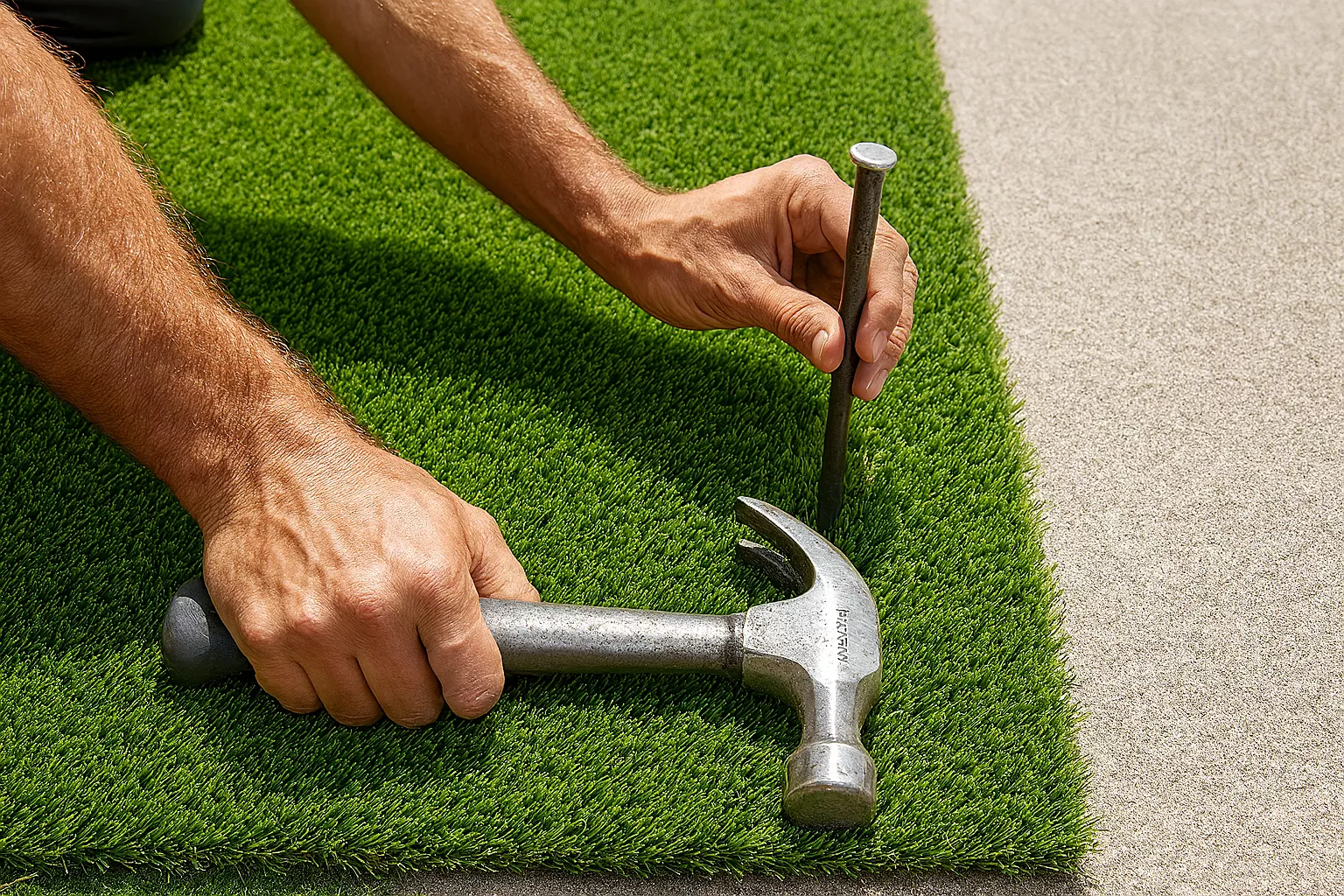 Artificial turf repair work