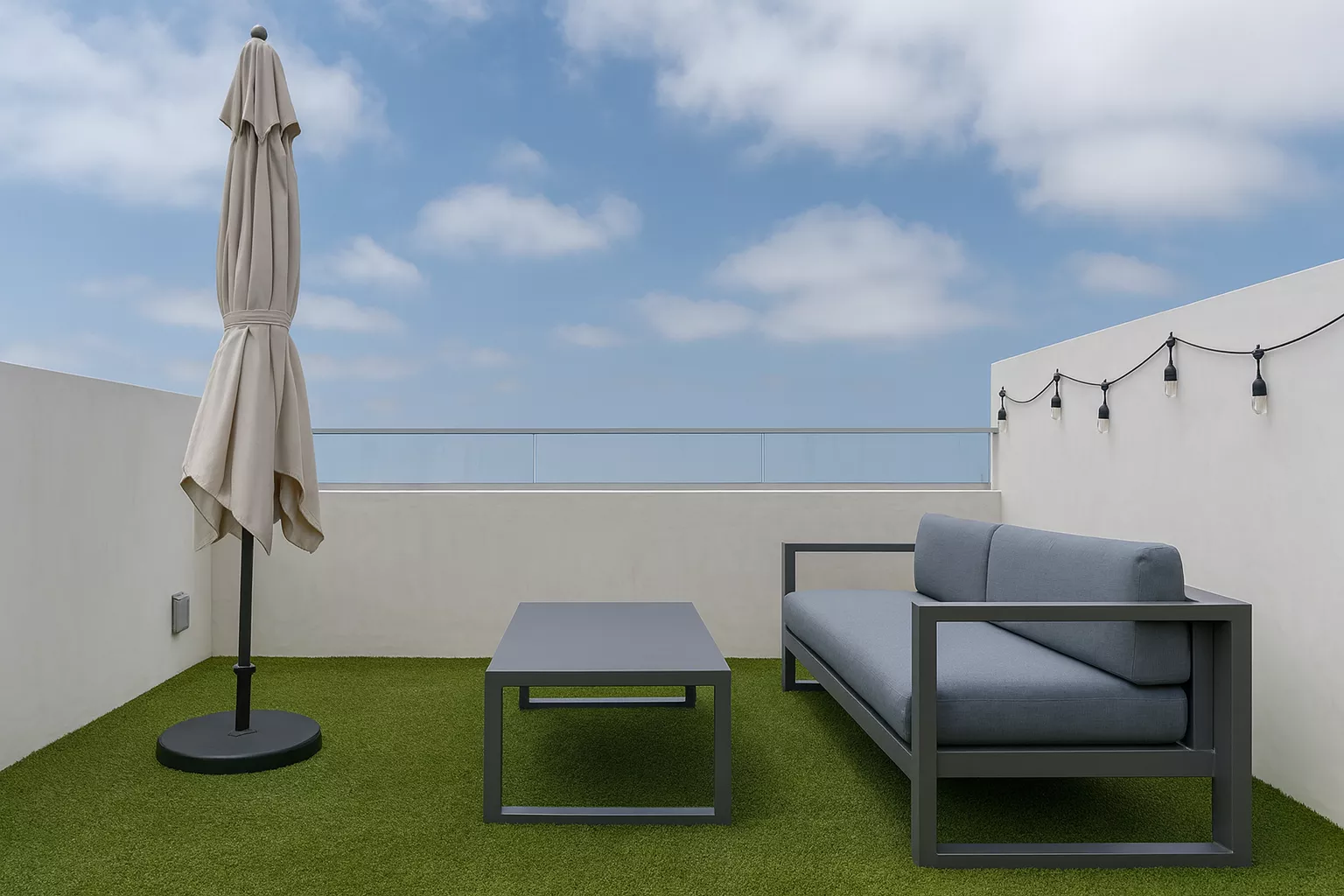 Rooftop turf Glendale seating area