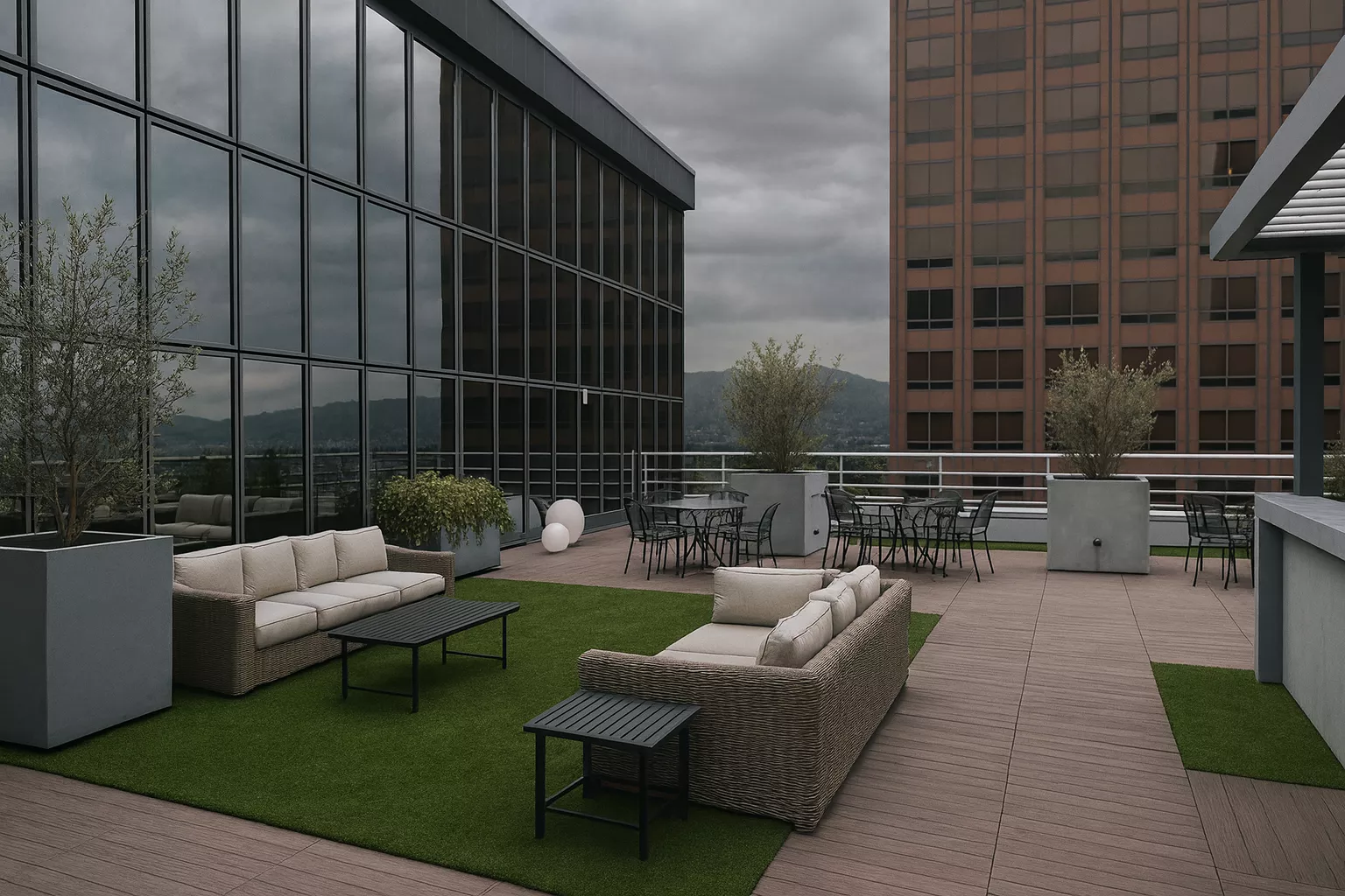 Low maintenance rooftop turf