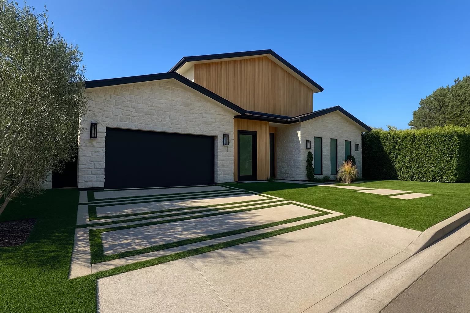 Striped turf design in Bel Air