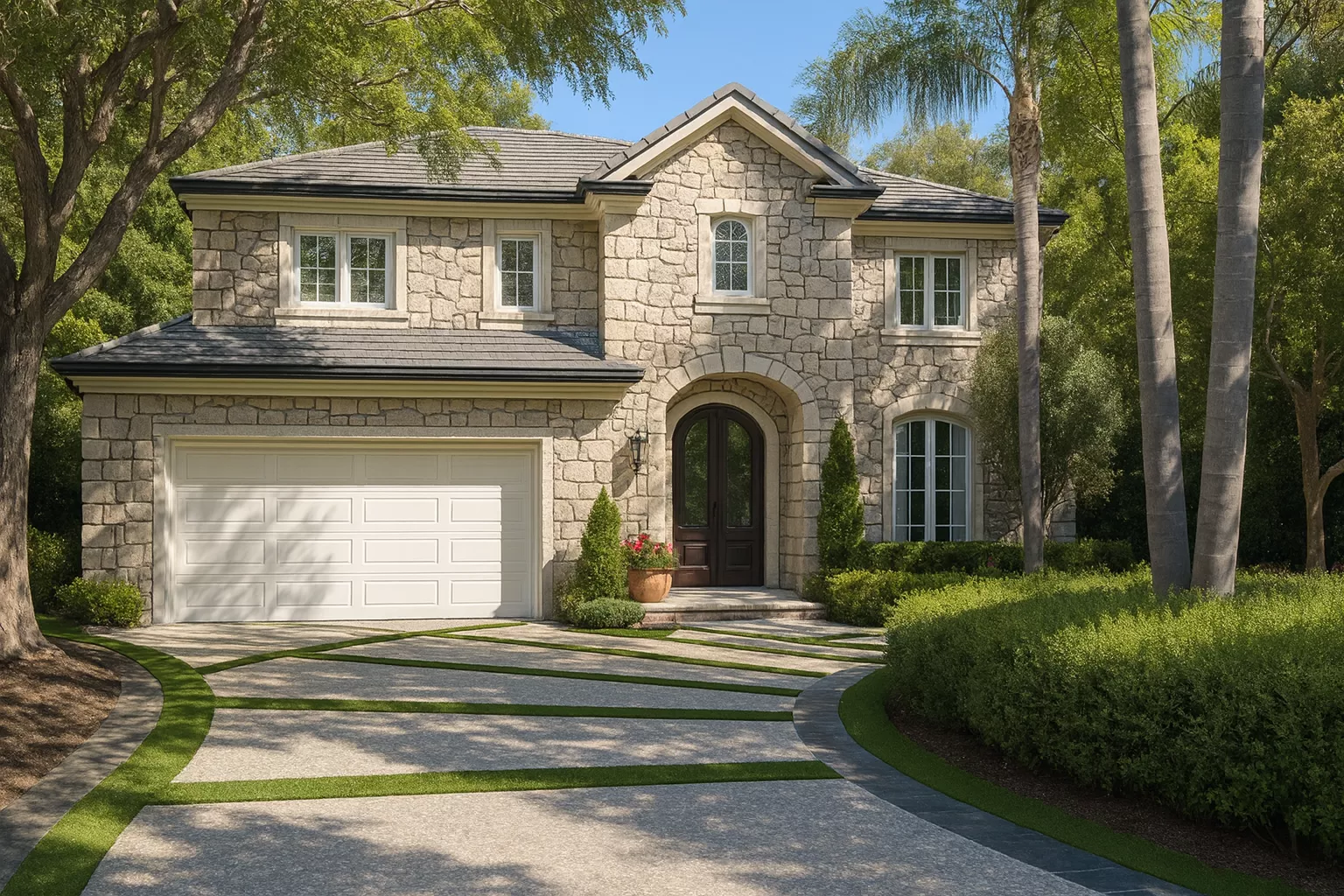 Striped turf design in Beverly Hills
