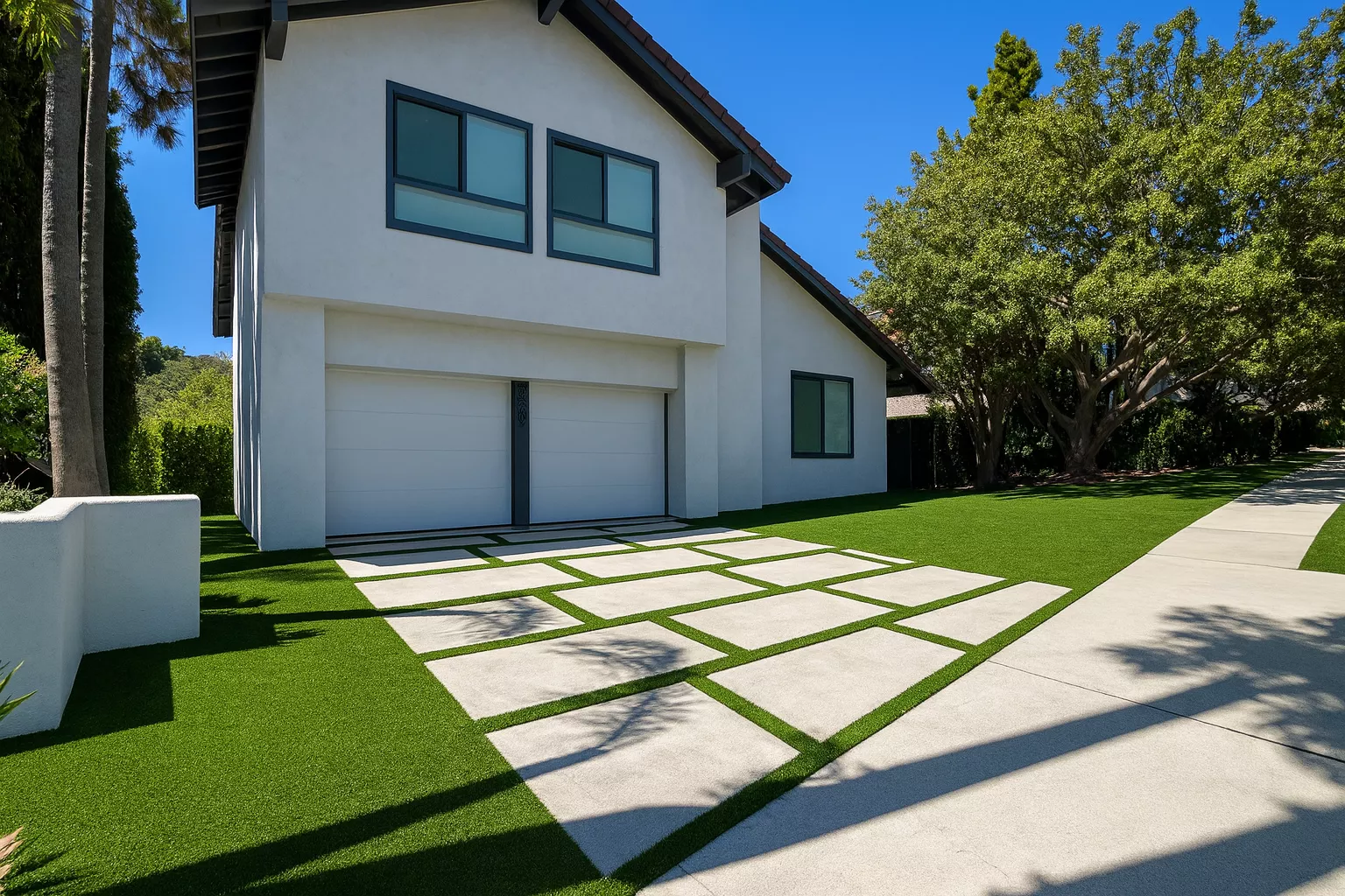 Striped turf design in Brentwood
