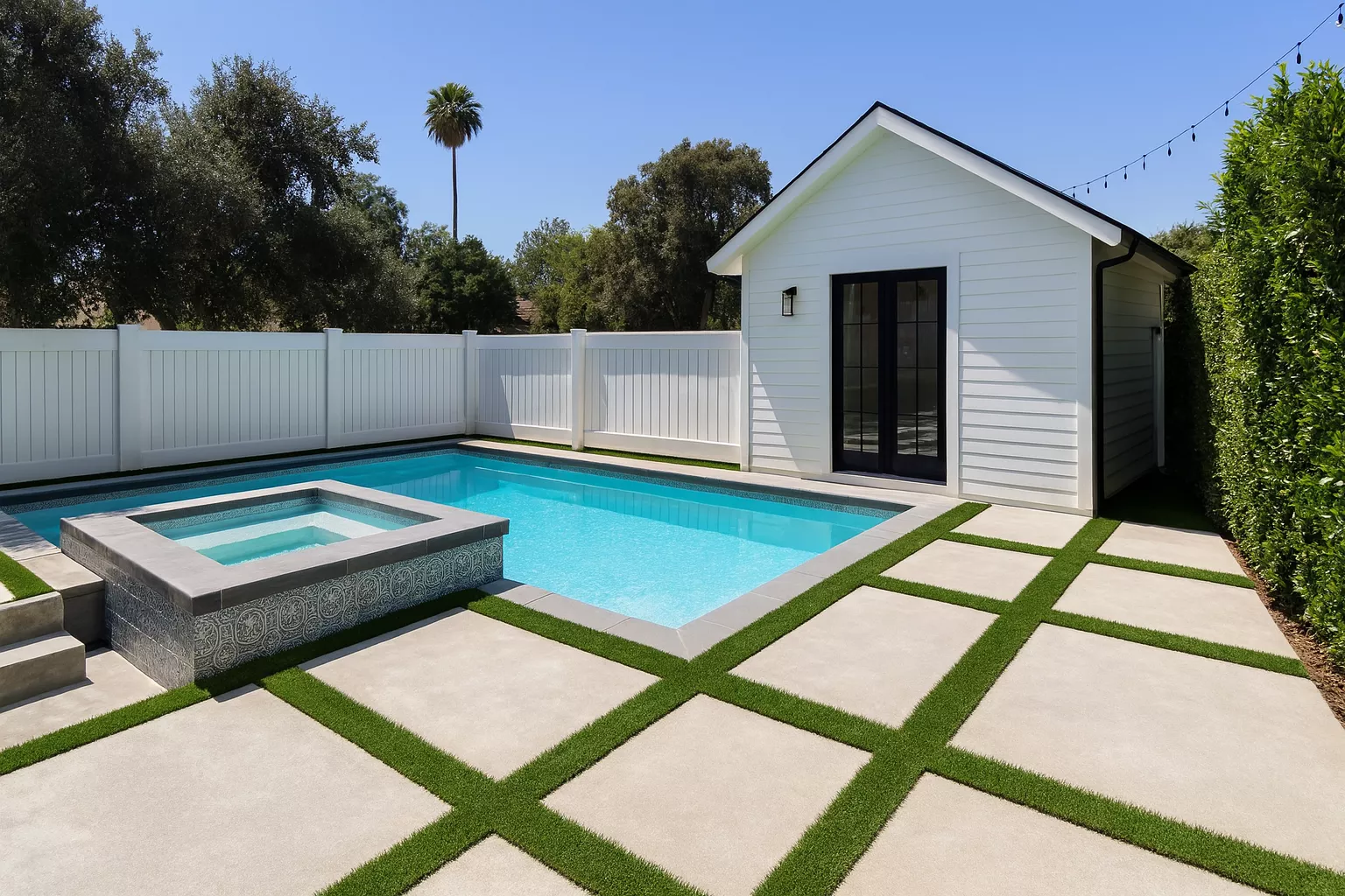 Striped turf design in Los Angeles