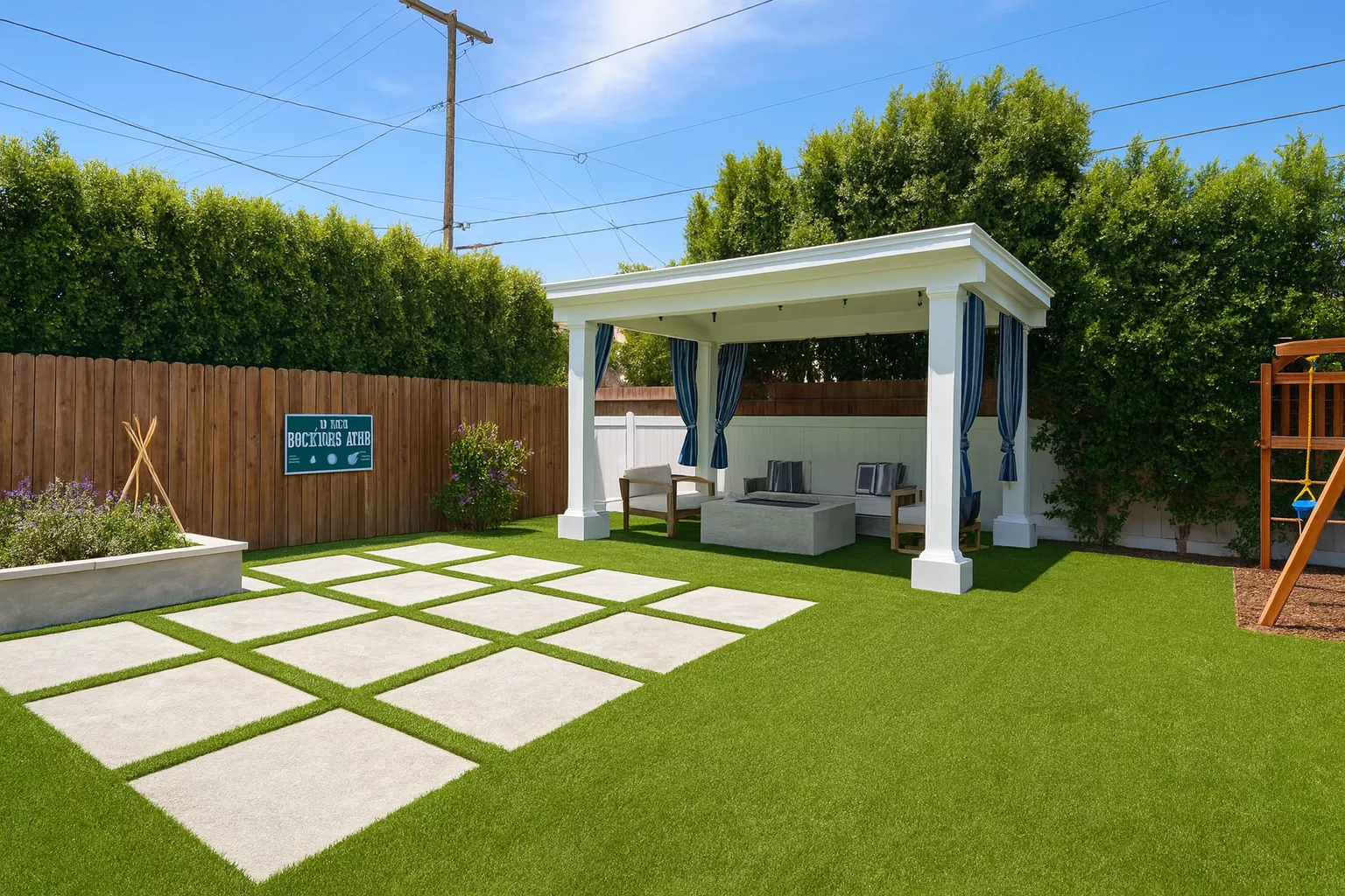 Striped turf design in Malibu