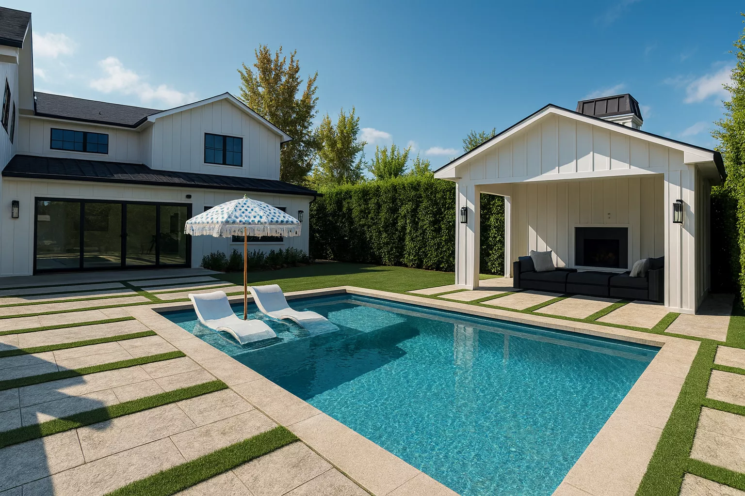 Modern backyard with turf grid