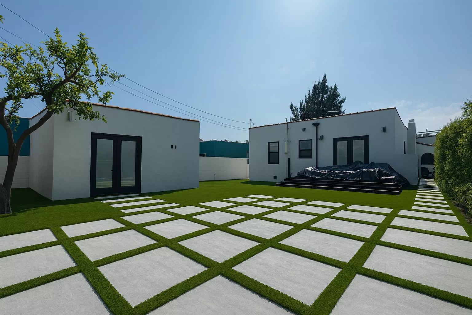 Striped turf design in Palos Verdes