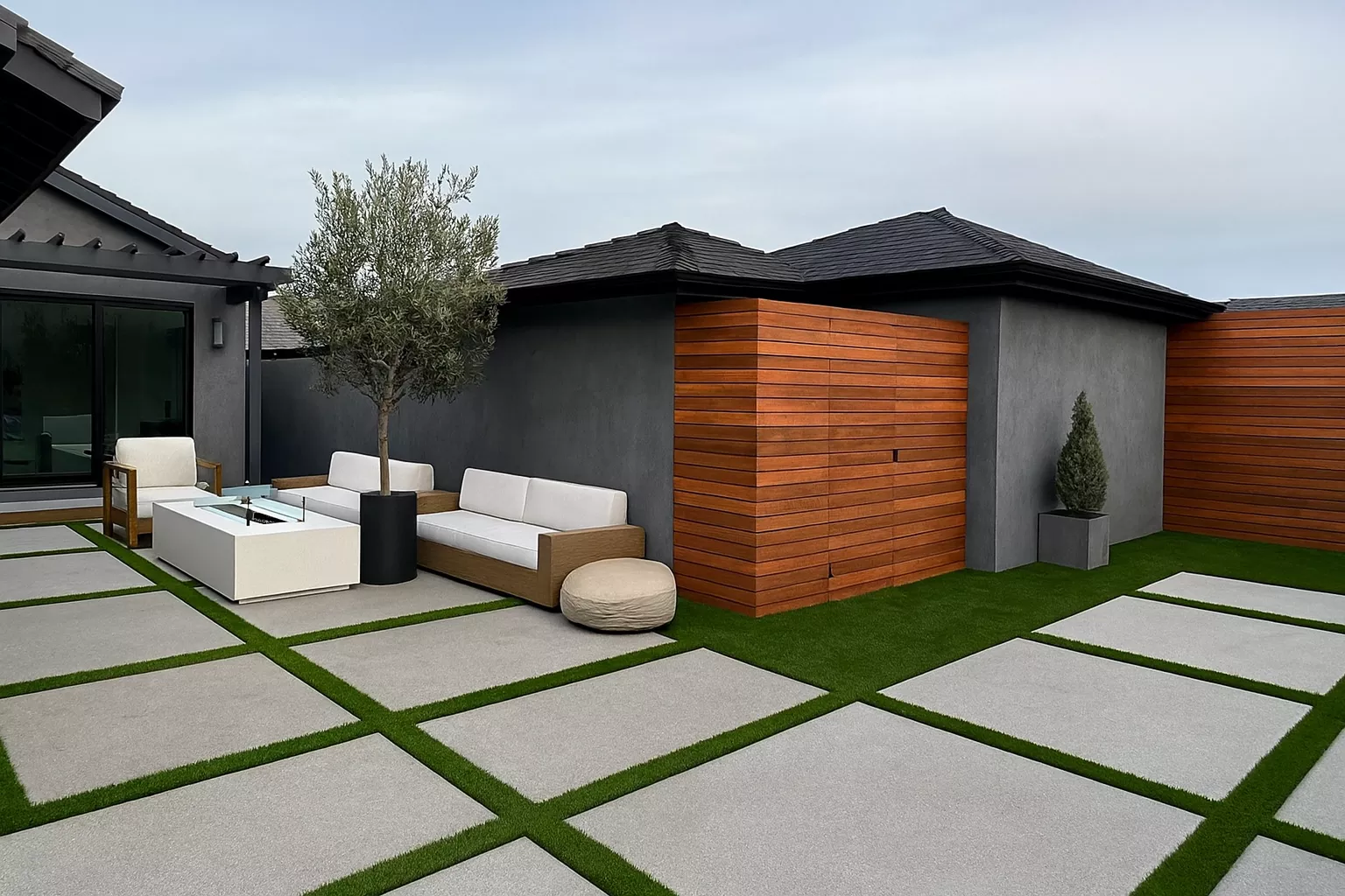 Striped turf design in Redondo Beach
