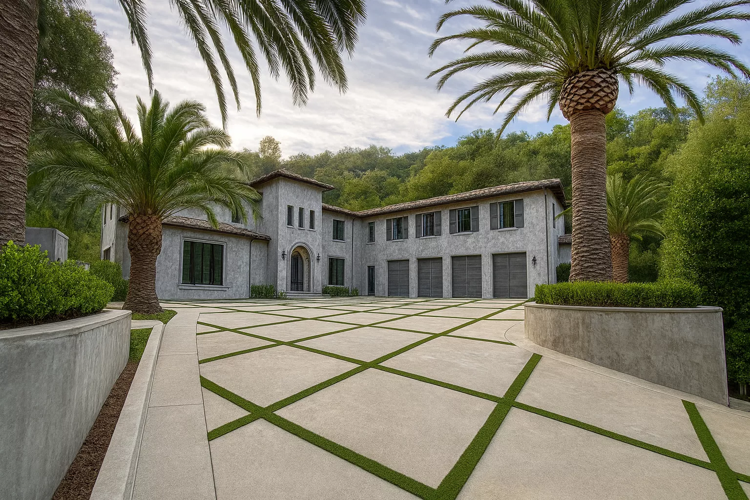 Striped turf design in Studio City