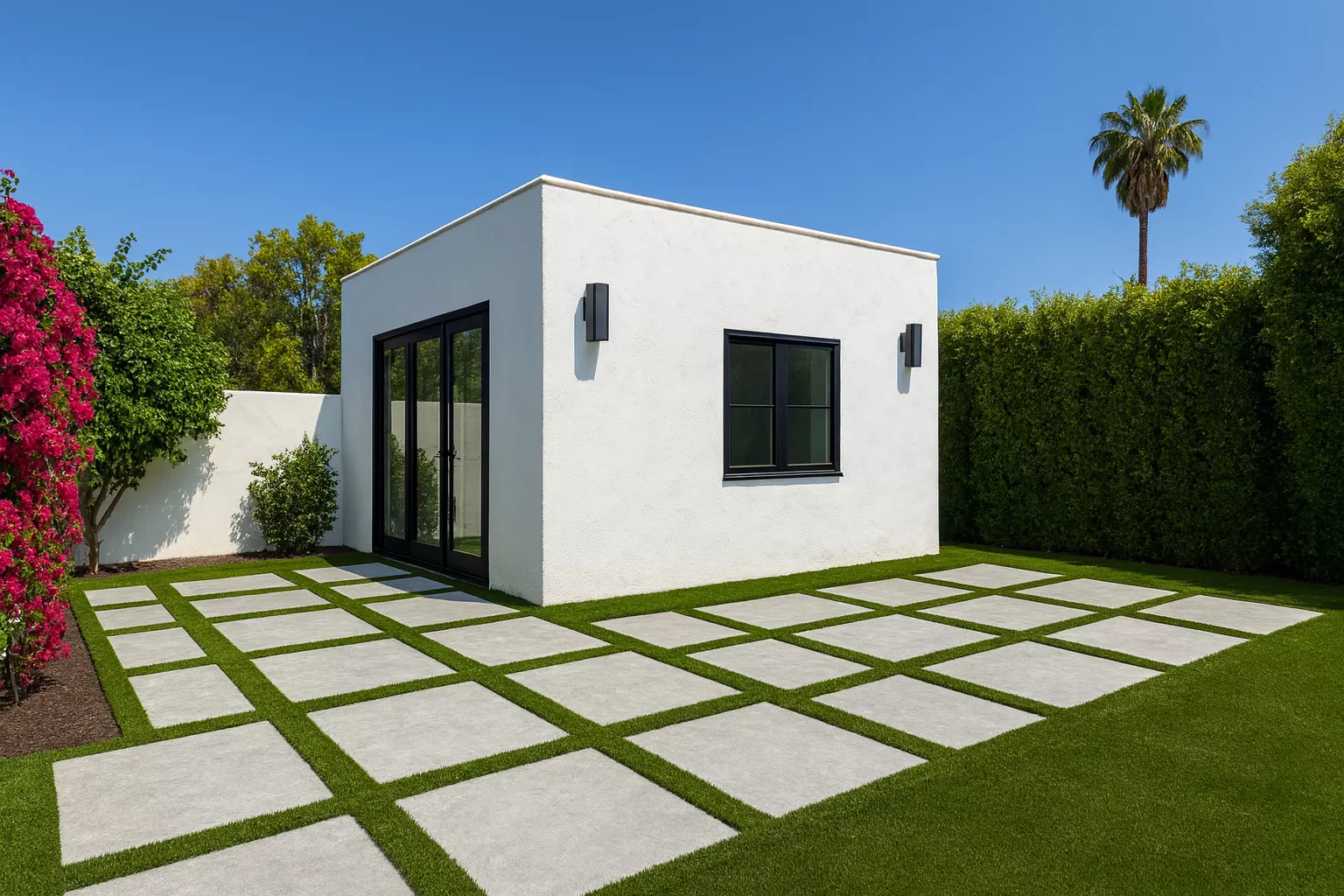 Striped turf design in Venice Beach