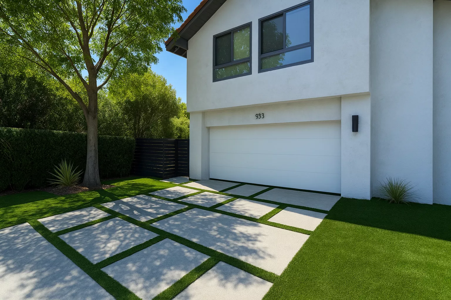 Striped turf design in Woodland Hills